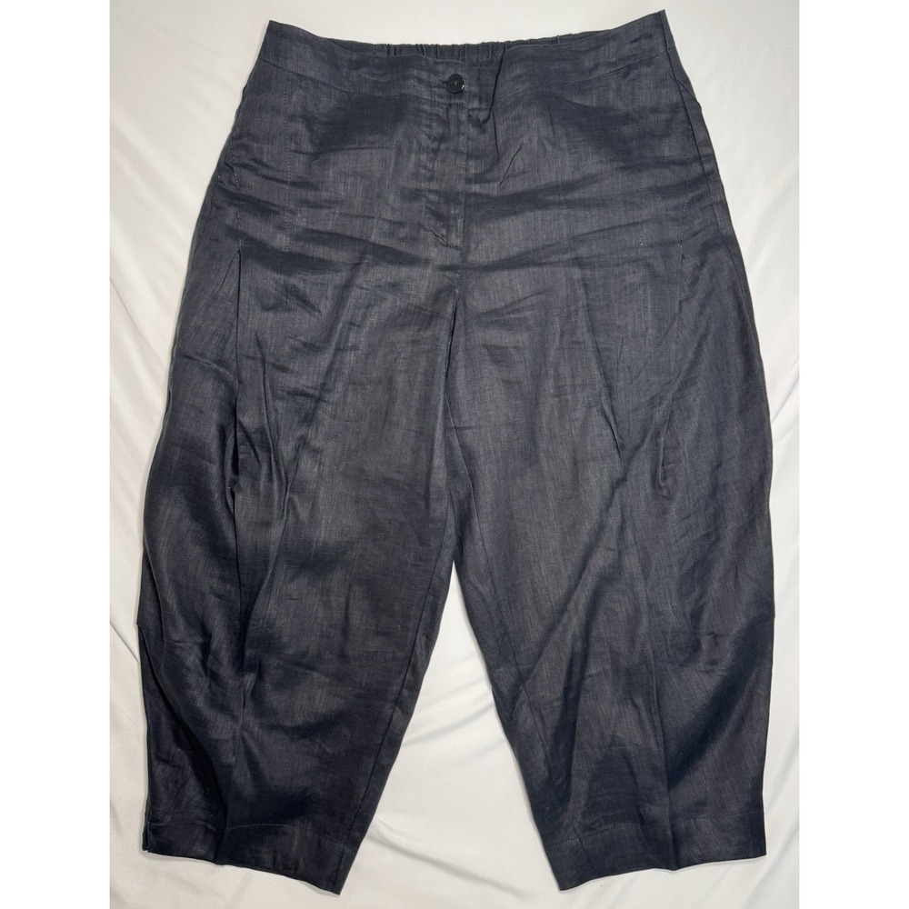 Stella Carakasi Barrel Pants Black Button Pocket 100% Hemp Womens Size Large